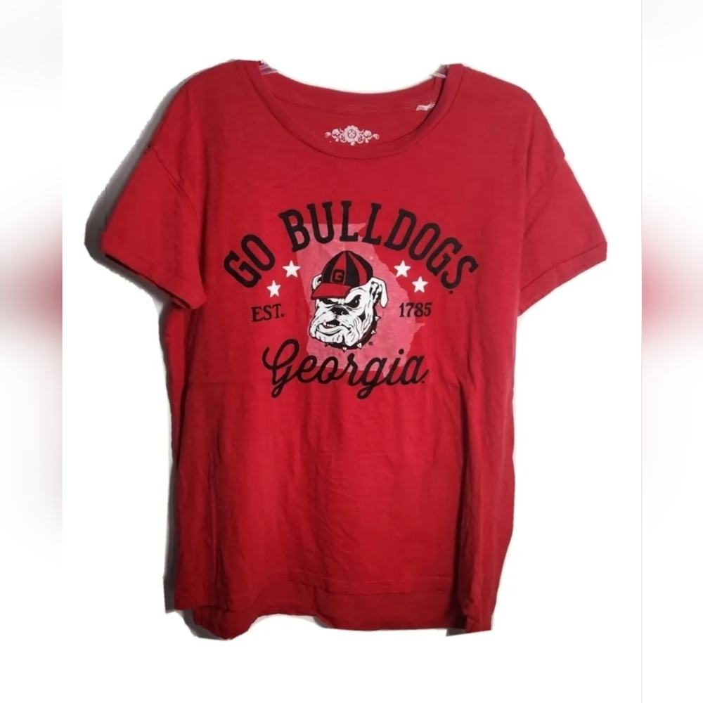 University Of Georgia Go Bulldogs Ladies T-Shirt Adult M Split Hem Hi Lo Used
